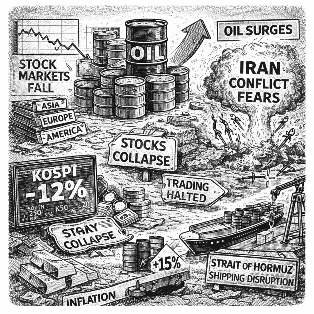 Global Markets Fall, Oil Surges on Iran Conflict Fears