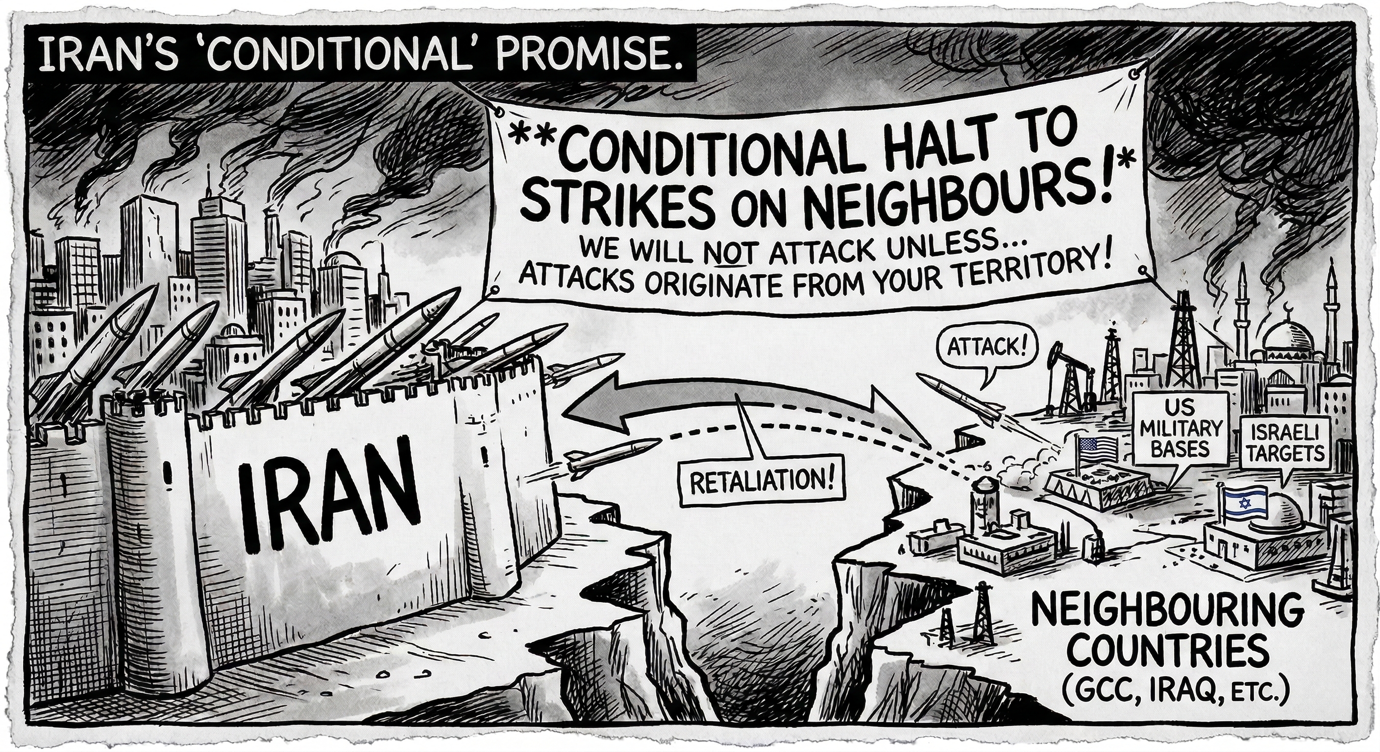 Iran Says It Will Halt Strikes on Neighbours Unless Attacks Originate from Their Territory